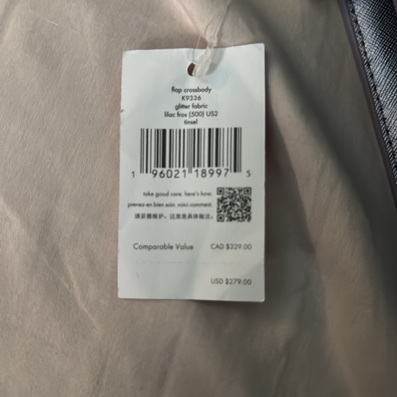 NWT Kate Spade Tinsel Glitter Flap Crossbody K9336 Lilac Frost - Picture 7 of 7